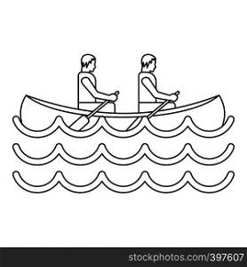 Canoe kayak with two persons icon. Outline illustration of canoe kayak with two persons vector icon for web. Canoe kayak with two persons icon, simple style