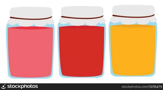 Cans with compote, illustration, vector on white background.