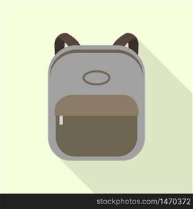 Canvas backpack icon. Flat illustration of canvas backpack vector icon for web design. Canvas backpack icon, flat style