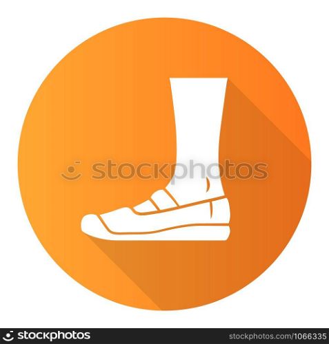 Canvas orange flat design long shadow glyph icon. Women and men stylish footwear. Unisex casual flats, modern comfortable espadrilles. Male and female fashion. Vector silhouette illustration