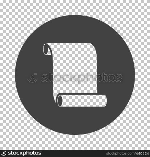 Canvas scroll icon. Subtract stencil design on tranparency grid. Vector illustration.
