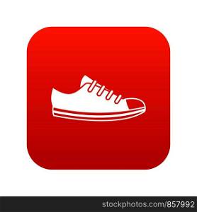 Canvas sneaker icon digital red for any design isolated on white vector illustration. Canvas sneaker icon digital red