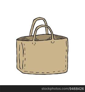 Canvas Tote bag. Cloth eco shopper. Outline cartoon illustration. Reusable Bag for Groceries. Canvas Tote bag. Cloth eco shopper.