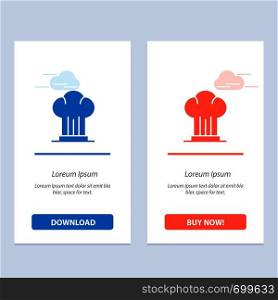 Cap, Chef, Cooker, Hat, Restaurant Blue and Red Download and Buy Now web Widget Card Template