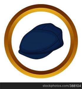 Cap driver vector icon in golden circle, cartoon style isolated on white background. Cap driver vector icon