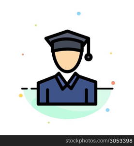 Cap, Education, Graduation Abstract Flat Color Icon Template