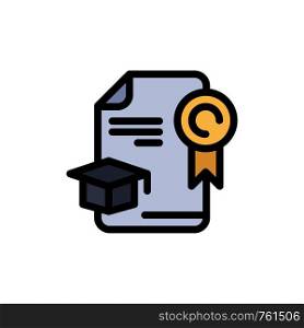 Cap, Education, Graduation, Award Flat Color Icon. Vector icon banner Template