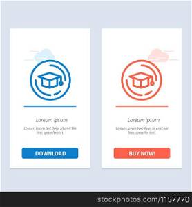 Cap, Education, Graduation Blue and Red Download and Buy Now web Widget Card Template