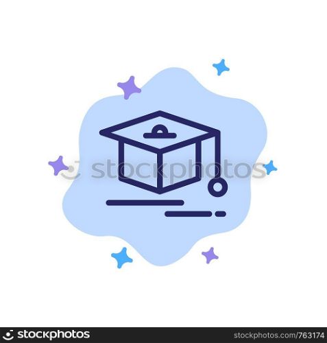 Cap, Education, Graduation Blue Icon on Abstract Cloud Background