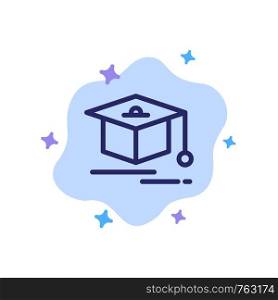 Cap, Education, Graduation Blue Icon on Abstract Cloud Background