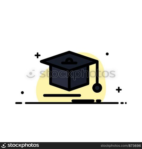 Cap, Education, Graduation Business Flat Line Filled Icon Vector Banner Template