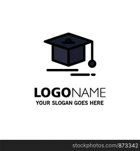 Cap, Education, Graduation Business Logo Template. Flat Color