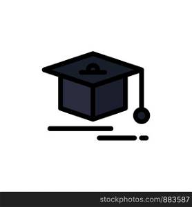 Cap, Education, Graduation Flat Color Icon. Vector icon banner Template