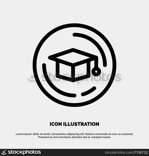 Cap, Education, Graduation Line Icon Vector