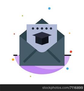 Cap, Education, Graduation, Mail Abstract Flat Color Icon Template