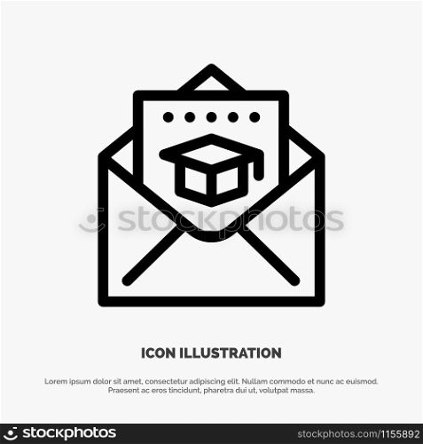 Cap, Education, Graduation, Mail Line Icon Vector