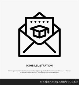 Cap, Education, Graduation, Mail Line Icon Vector