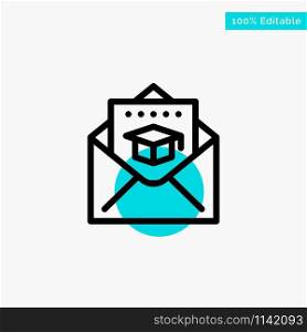 Cap, Education, Graduation, Mail turquoise highlight circle point Vector icon