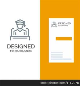 Cap, Education, Graduation, Speech Grey Logo Design and Business Card Template