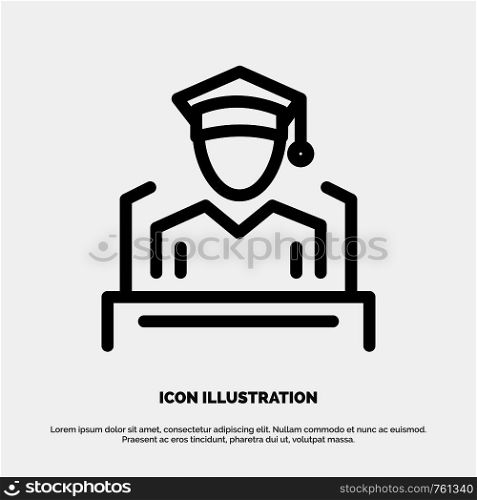 Cap, Education, Graduation, Speech Line Icon Vector