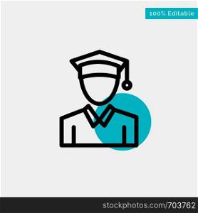 Cap, Education, Graduation turquoise highlight circle point Vector icon