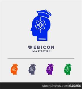 capability, head, human, knowledge, skill 5 Color Glyph Web Icon Template isolated on white. Vector illustration. Vector EPS10 Abstract Template background