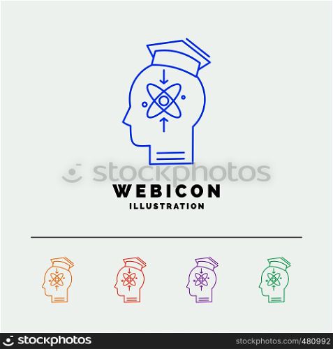capability, head, human, knowledge, skill 5 Color Line Web Icon Template isolated on white. Vector illustration. Vector EPS10 Abstract Template background