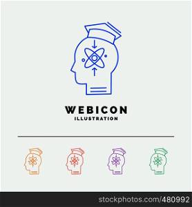 capability, head, human, knowledge, skill 5 Color Line Web Icon Template isolated on white. Vector illustration. Vector EPS10 Abstract Template background