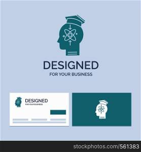 capability, head, human, knowledge, skill Business Logo Glyph Icon Symbol for your business. Turquoise Business Cards with Brand logo template.. Vector EPS10 Abstract Template background