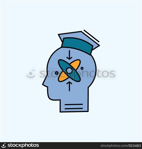 capability, head, human, knowledge, skill Flat Icon. green and Yellow sign and symbols for website and Mobile appliation. vector illustration. Vector EPS10 Abstract Template background