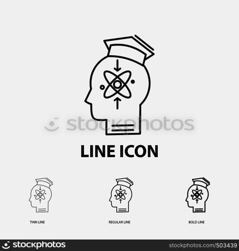 capability, head, human, knowledge, skill Icon in Thin, Regular and Bold Line Style. Vector illustration. Vector EPS10 Abstract Template background