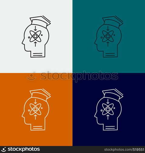 capability, head, human, knowledge, skill Icon Over Various Background. Line style design, designed for web and app. Eps 10 vector illustration. Vector EPS10 Abstract Template background