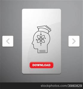capability, head, human, knowledge, skill Line Icon in Carousal Pagination Slider Design & Red Download Button