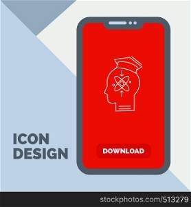 capability, head, human, knowledge, skill Line Icon in Mobile for Download Page. Vector EPS10 Abstract Template background