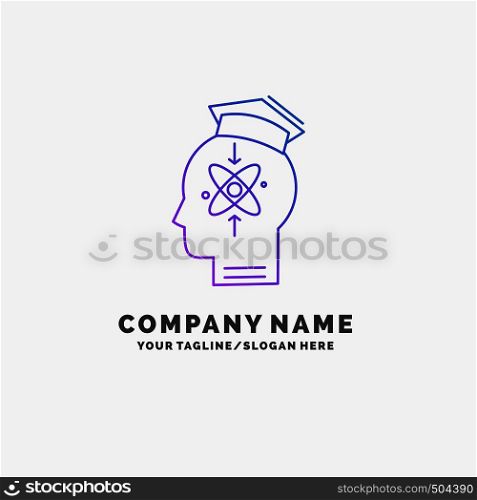capability, head, human, knowledge, skill Purple Business Logo Template. Place for Tagline. Vector EPS10 Abstract Template background