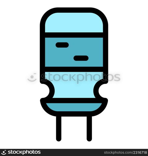 Capacitor chip icon. Outline capacitor chip vector icon color flat isolated. Capacitor chip icon color outline vector