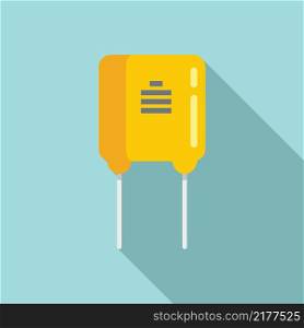 Capacitor icon flat vector. Electric component. Circuit resistor. Capacitor icon flat vector. Electric component