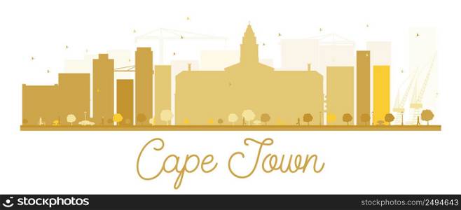 Cape Town City skyline golden silhouette. Vector illustration. Simple flat concept for tourism presentation, banner, placard or web site. Business travel concept. Cityscape with landmarks