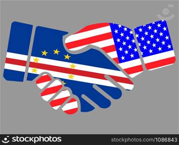Cape Verde and USA flags Handshake vector illustration Eps 10. Cape Verde and USA flags Handshake vector