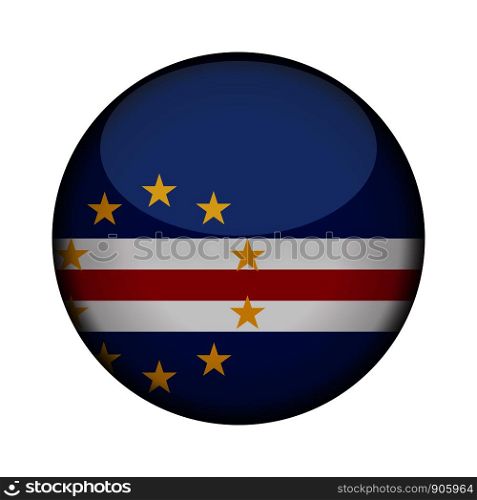 cape verde Flag in glossy round button of icon. cape verde emblem isolated on white background. National concept sign. Independence Day. Vector illustration.