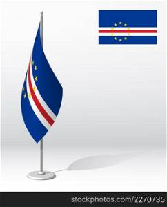CAPE VERDE flag on flagpole for registration of solemn event, meeting foreign guests. CAPE VERDE National independence day. Realistic 3D vector on white