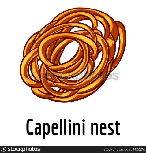 Capellini nest icon. Cartoon of capellini nest vector icon for web design isolated on white background. Capellini nest icon, cartoon style