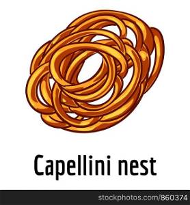 Capellini nest icon. Cartoon of capellini nest vector icon for web design isolated on white background. Capellini nest icon, cartoon style