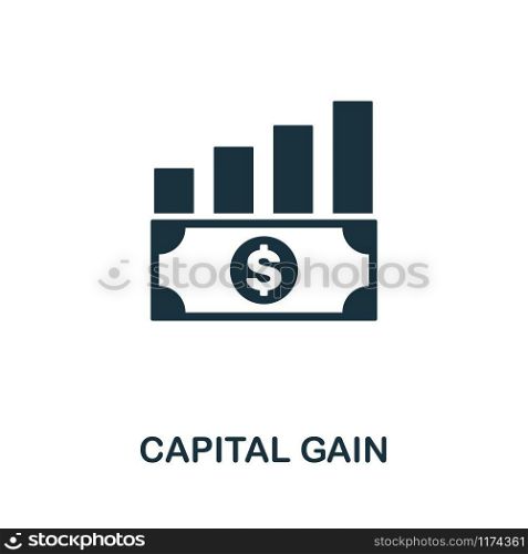 Capital Gain vector icon illustration. Creative sign from investment icons collection. Filled flat Capital Gain icon for computer and mobile. Symbol, logo vector graphics.. Capital Gain vector icon symbol. Creative sign from investment icons collection. Filled flat Capital Gain icon for computer and mobile