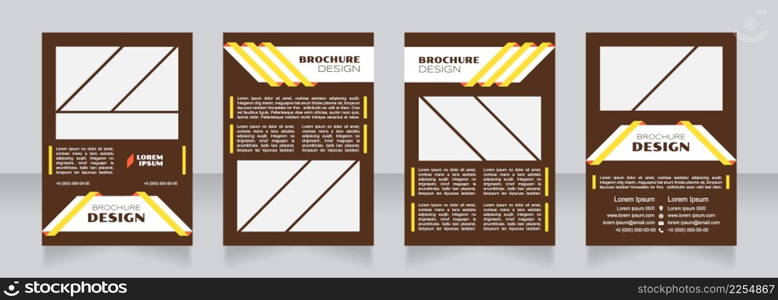 Capital goods blank brochure design. Template set with copy space for text. Premade corporate reports collection. Editable 4 paper pages. Syncopate, Poller One, Arial Regular fonts used. Capital goods blank brochure design