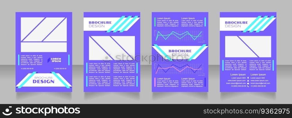 Capital goods blue blank brochure design. Template set with copy space for text. Premade corporate reports collection. Editable 4 paper pages. Syncopate, Poller One, Arial Regular fonts used. Capital goods blue blank brochure design