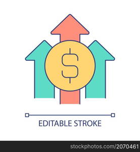 Capital growth RGB color icon. Money savings. Successful investment. Financial stability. Isolated vector illustration. Simple filled line drawing. Editable stroke. Arial font used. Capital growth RGB color icon