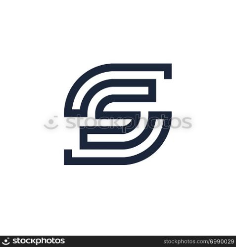 Capital letter S From interwoven strips logo vector, letter s Template for emblem, s letter logos and monograms.