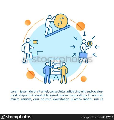 Capitalism concept icon with text. PPT page vector template. Capitalist economic, political system. Business capital growth brochure, magazine, booklet design element with linear illustrations