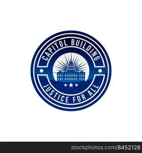 Capitol building logo. Circle emblem logo. Government icon. Premium design. Vector thin line icon isolated on white background